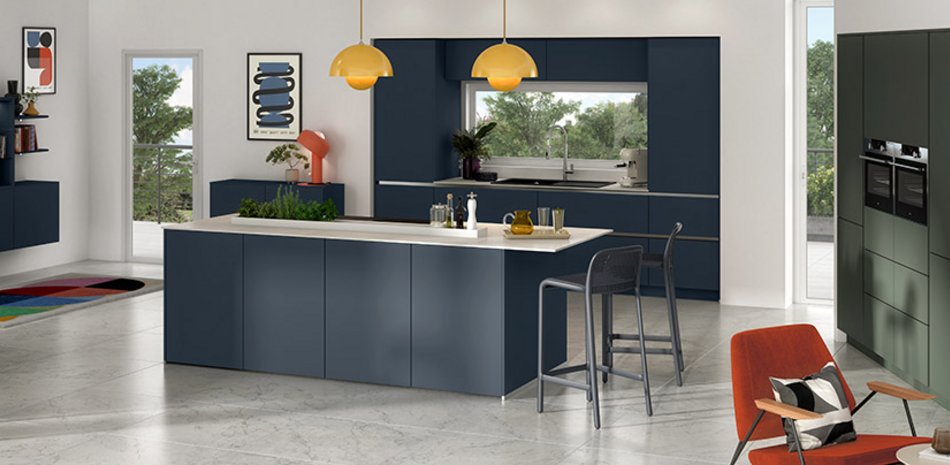 Cuisine smooth color block bleu 