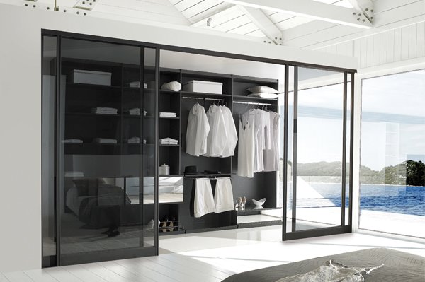Dressing noir portes coulissantes - Cuisines Références dressing ouvert