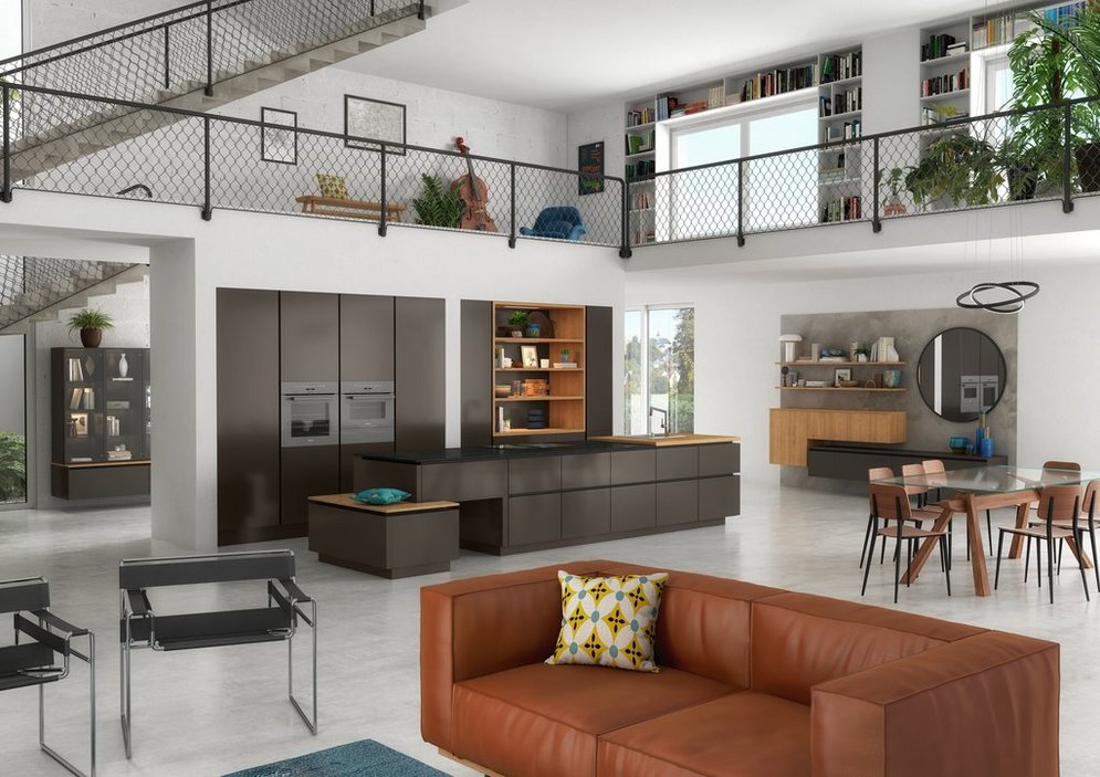 intérieur design avec cuisine îlot central