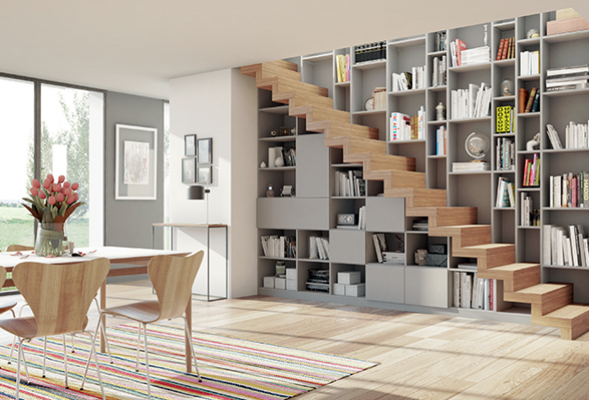 bibliotheque escalier - Cuisines Références